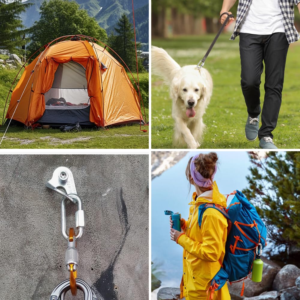 10 Pièces Maillon Rapide INOX M6, Mini Mousqueton à Vis, Mousqueton Verrouillage, Mousquetons avec Verrouillage à Vis, Mousquetons Escalade Ovale pour Camping, Randonnée, Pêche, Hamacs, Balançoires