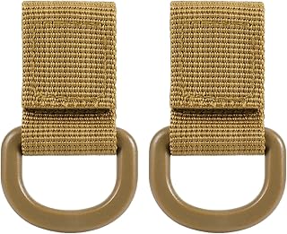 FRTKK Tactical D-Ring Clip with Hook & Loop for Backpack Accessories Kettle Key Holder, Military D-Ring Adaptor for Molle Bags Webbing Attachment Strap