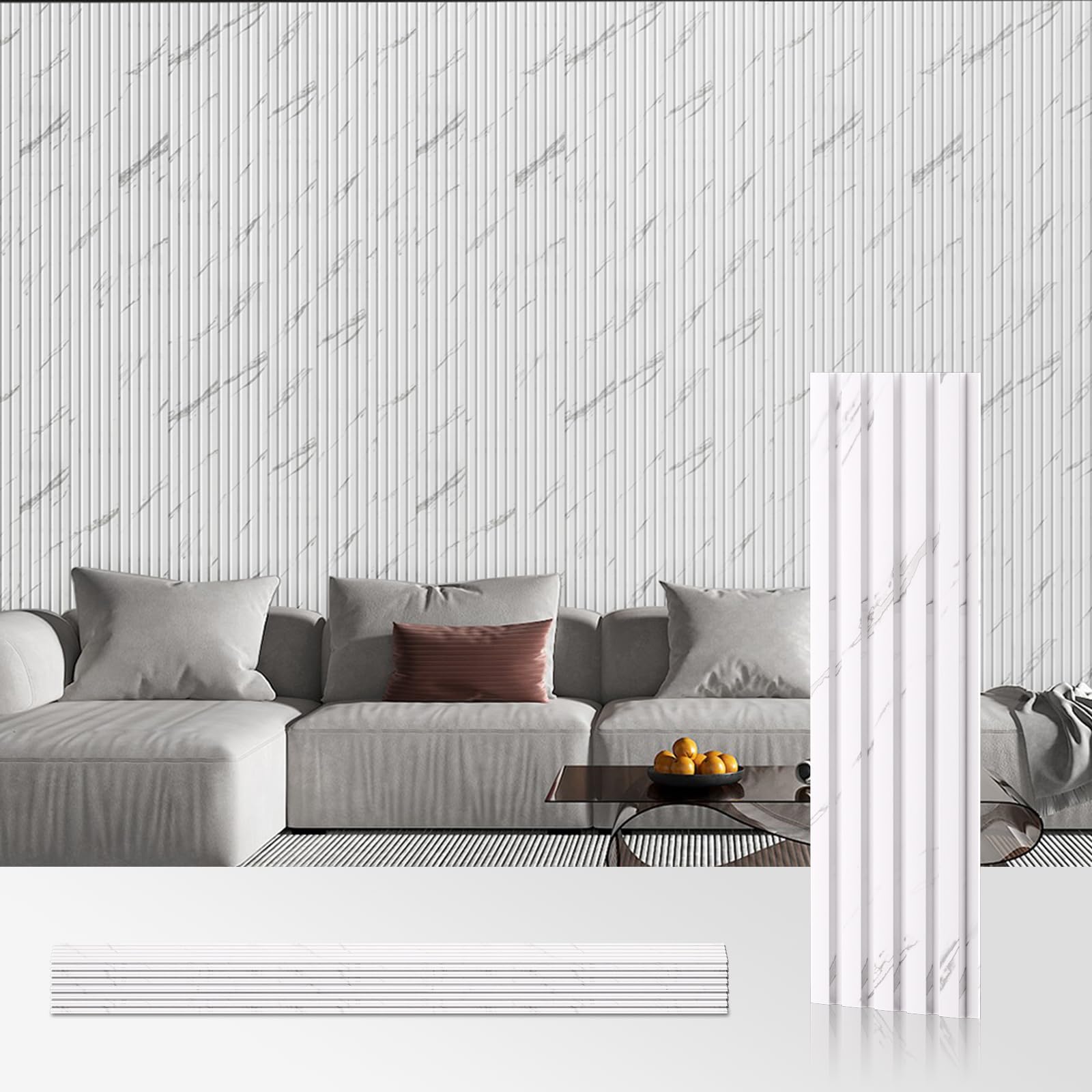 Photo 1 of ****FACTORY SEALED*****
OUZUGIE WPC Acoustic Slat Wall Paneling, 8-Pack 114 x 6 Inches 3D Wall Panels for Interior Wall Decor,Living Room,TV Background,Study Room,Office Spaces,Bedroom,Low Grille (White)