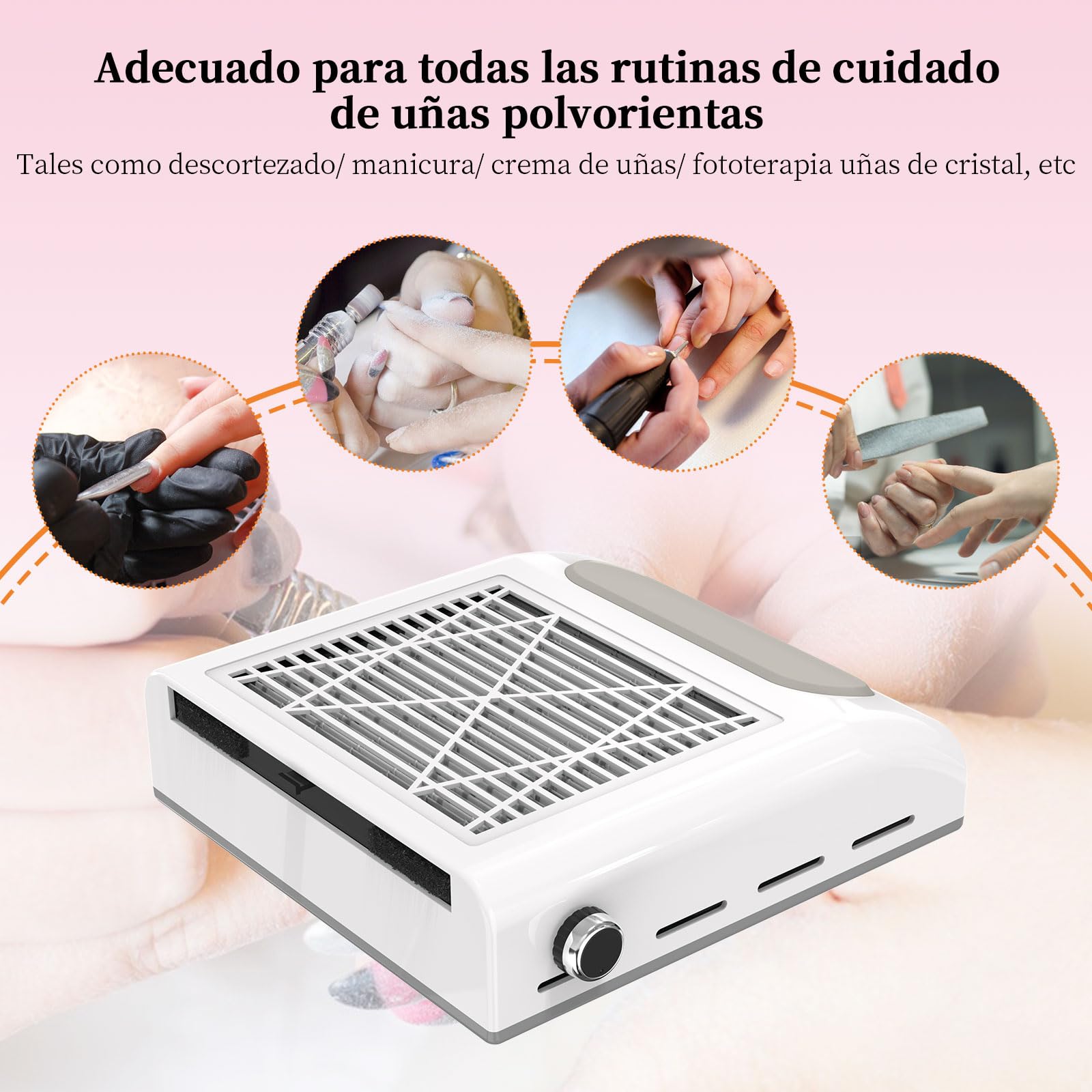 AISEELY 80W Aspirador Polvo de Uñas, Aspirador de Uñas de Manicura Profesional con 1 Filtro Reutilizables, Aspirador de Mesa Potente de Velocidad Ajustable para Manicura en El Salón O en El Hogar