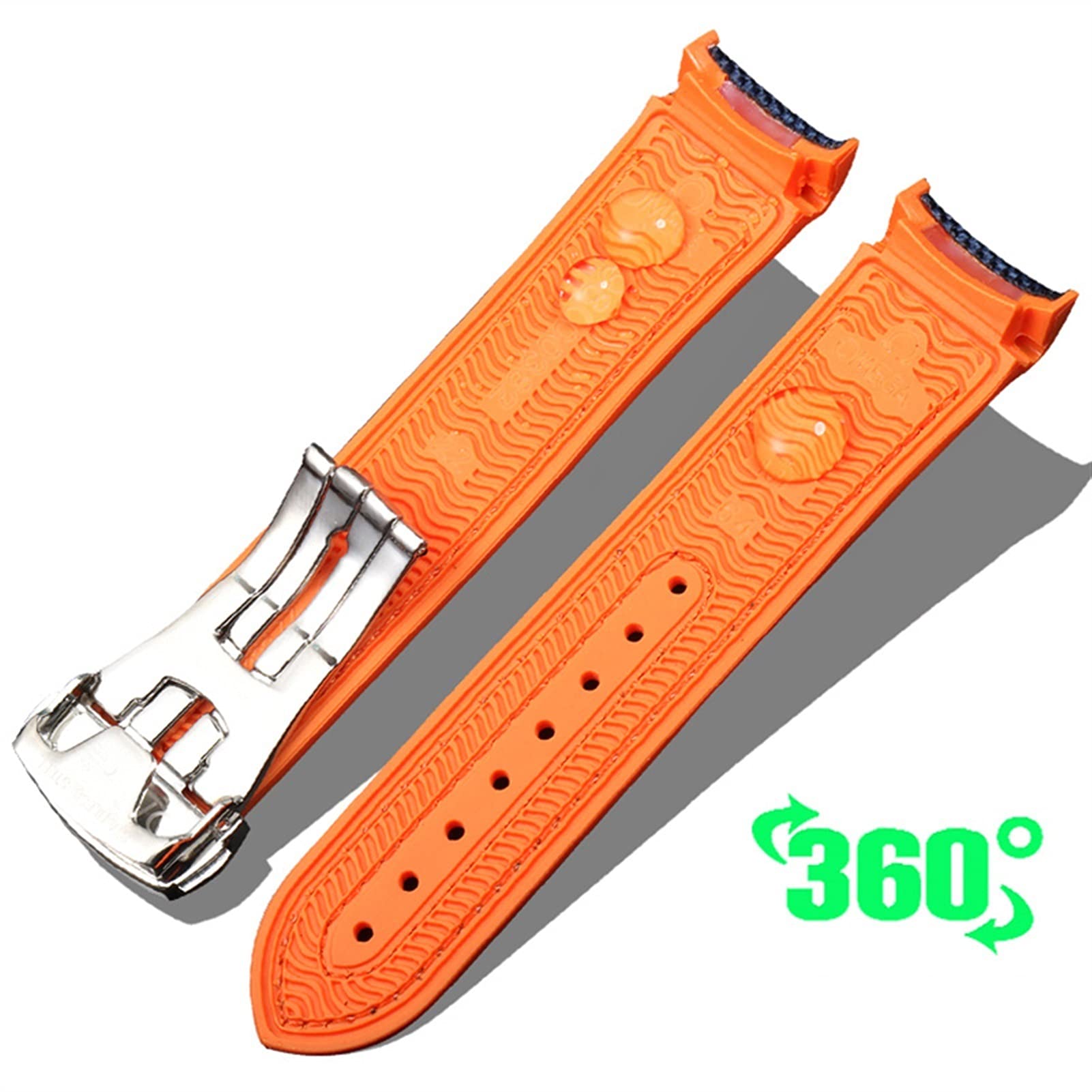 Correa de Caucho de Nailon Omega para Hombre con Cierre Plegable, Accesorio para Reloj, Cadena de Silicona