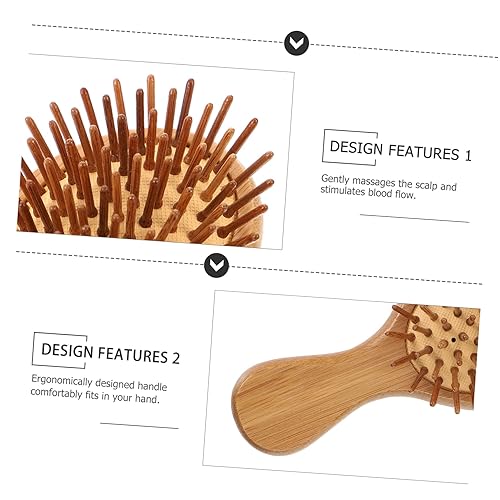 Miniatura 7 de Cepillo de pelo de bambú con cojín de aire, cepillo de pelo redondo, cepillo de pelo de viaje, 2 piezas, cepillo de pelo de bambú de madera, cepillo