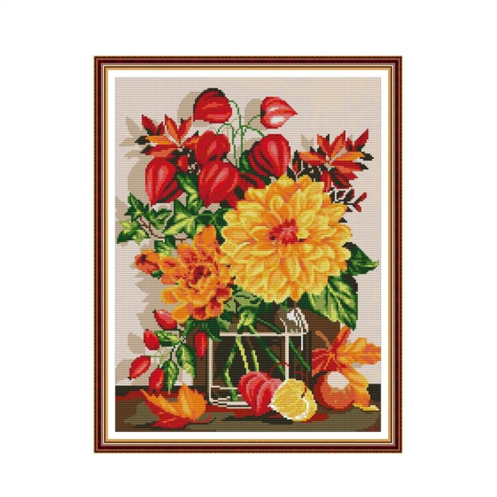 Kit point de croix Dahlia vase évacuer le stress broderie