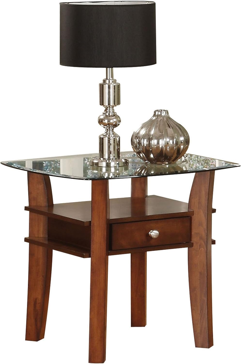 Acme Karlyn Glass Top End Table, Cherry Finish Home & Kitchen