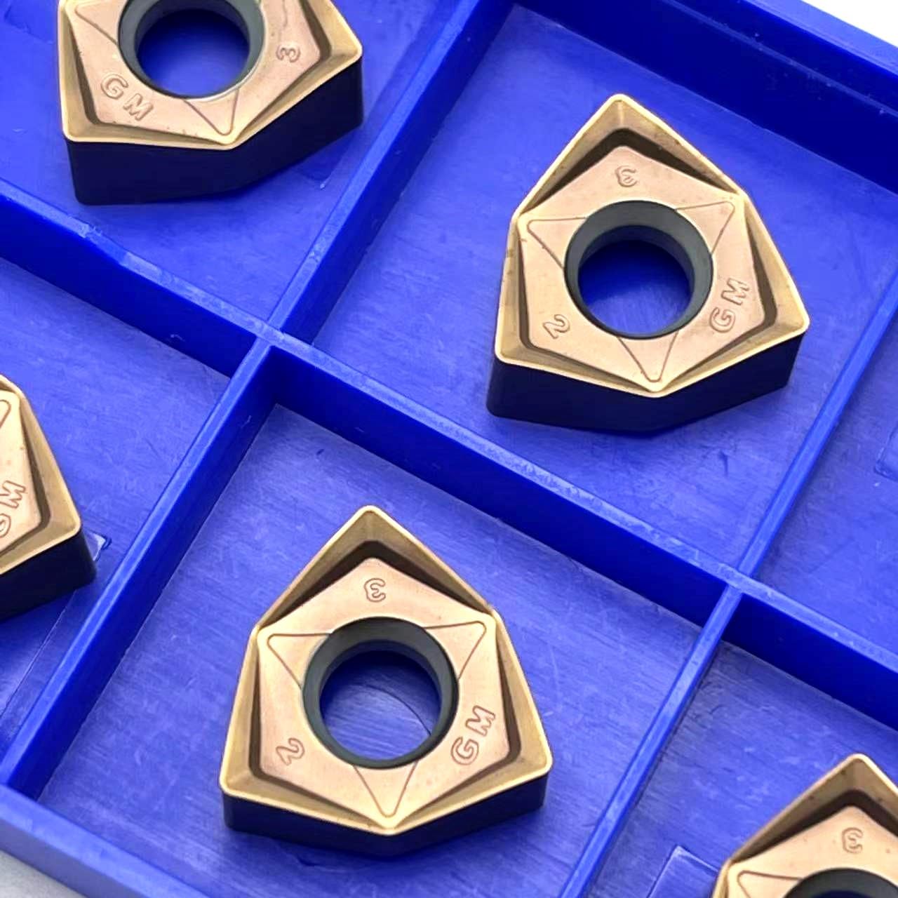 10pcs WNMU080608 GM KT8060 CNC Carbide Inserts, WNMU080608 Double-Sided Hexagonal 90 Degree Right Angle Fast Feed Carbide Turning Tool(WNMU080608-GM KT8060,100pcs)