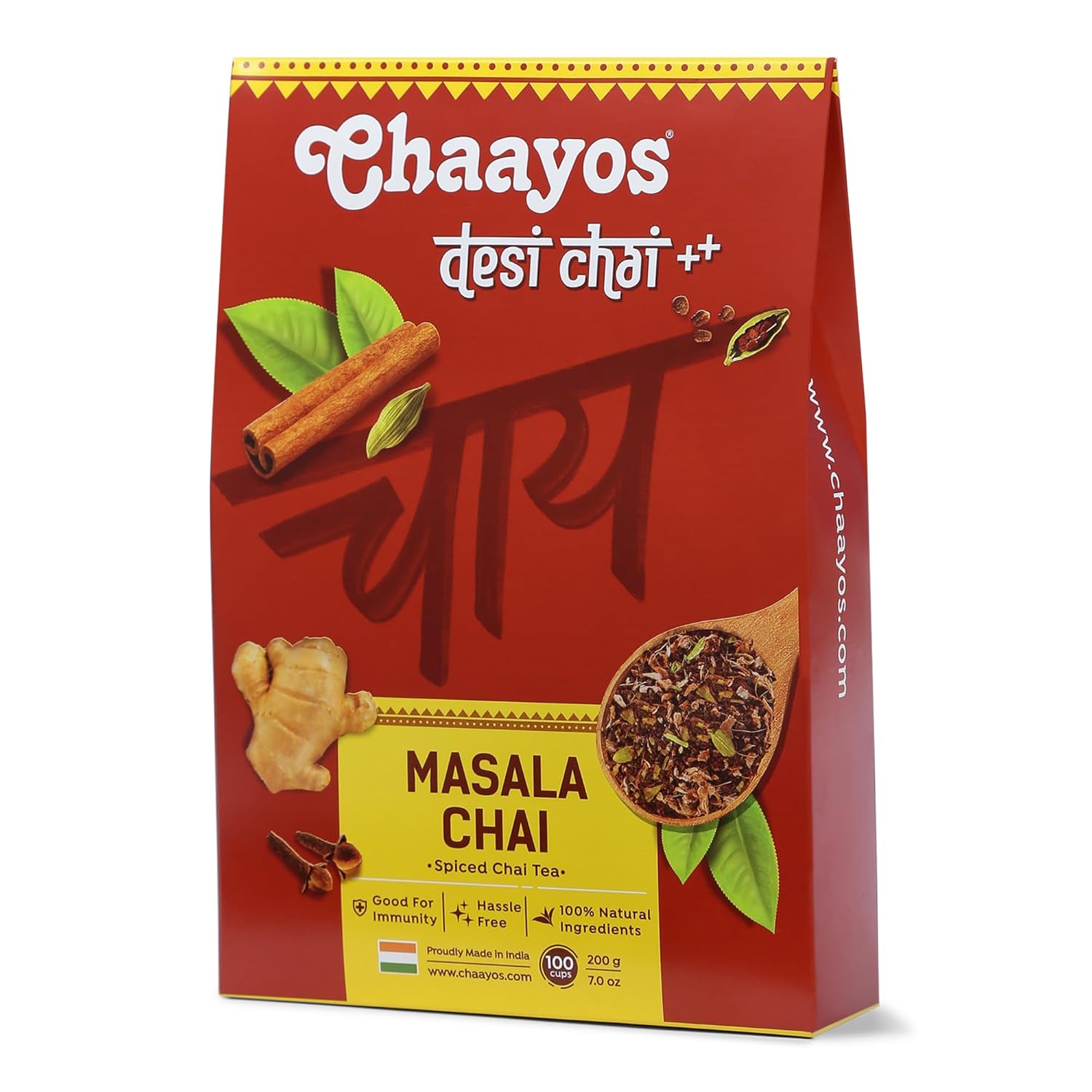 Chaayos Masala Tea - Premium Chai Patti with 100% Natural Spices - 100g x 2 = 200g [100 Cups]