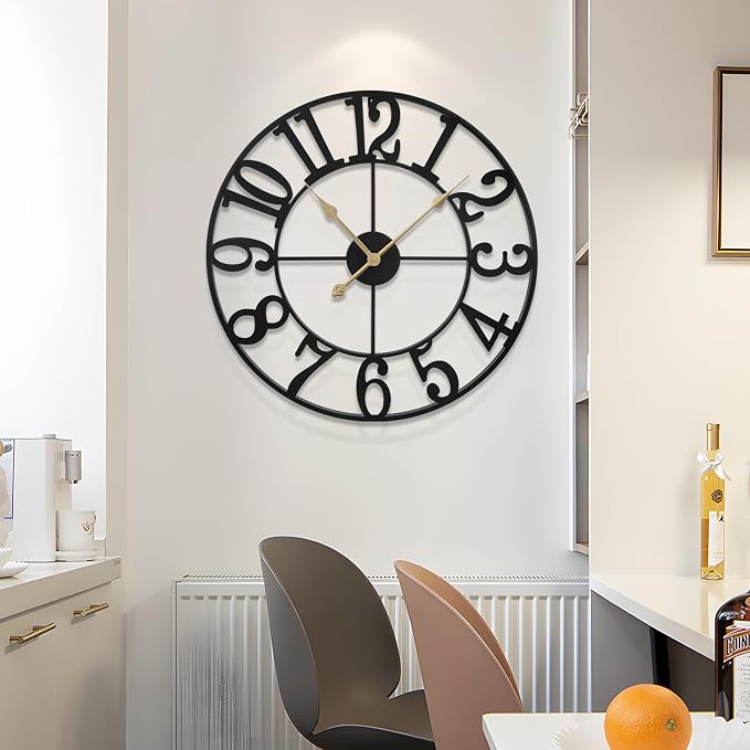 Reloj de pared grande 40 cm silencioso a pilas metal miniatura 6