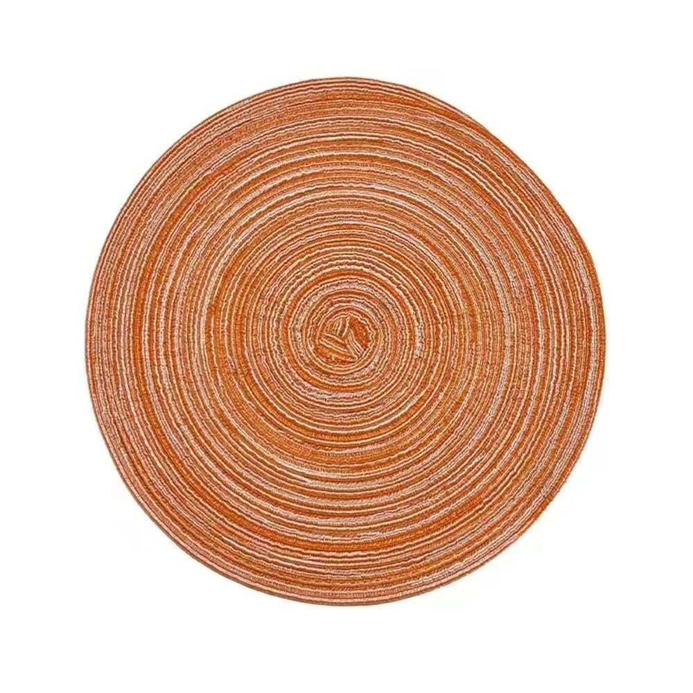 Round Placemat Table Woven Vinyl Individual Placemats for Table Non-Slip Kitchen Tableware Drink Cup Coaster Hoilday Decoration(Orange,38cm)