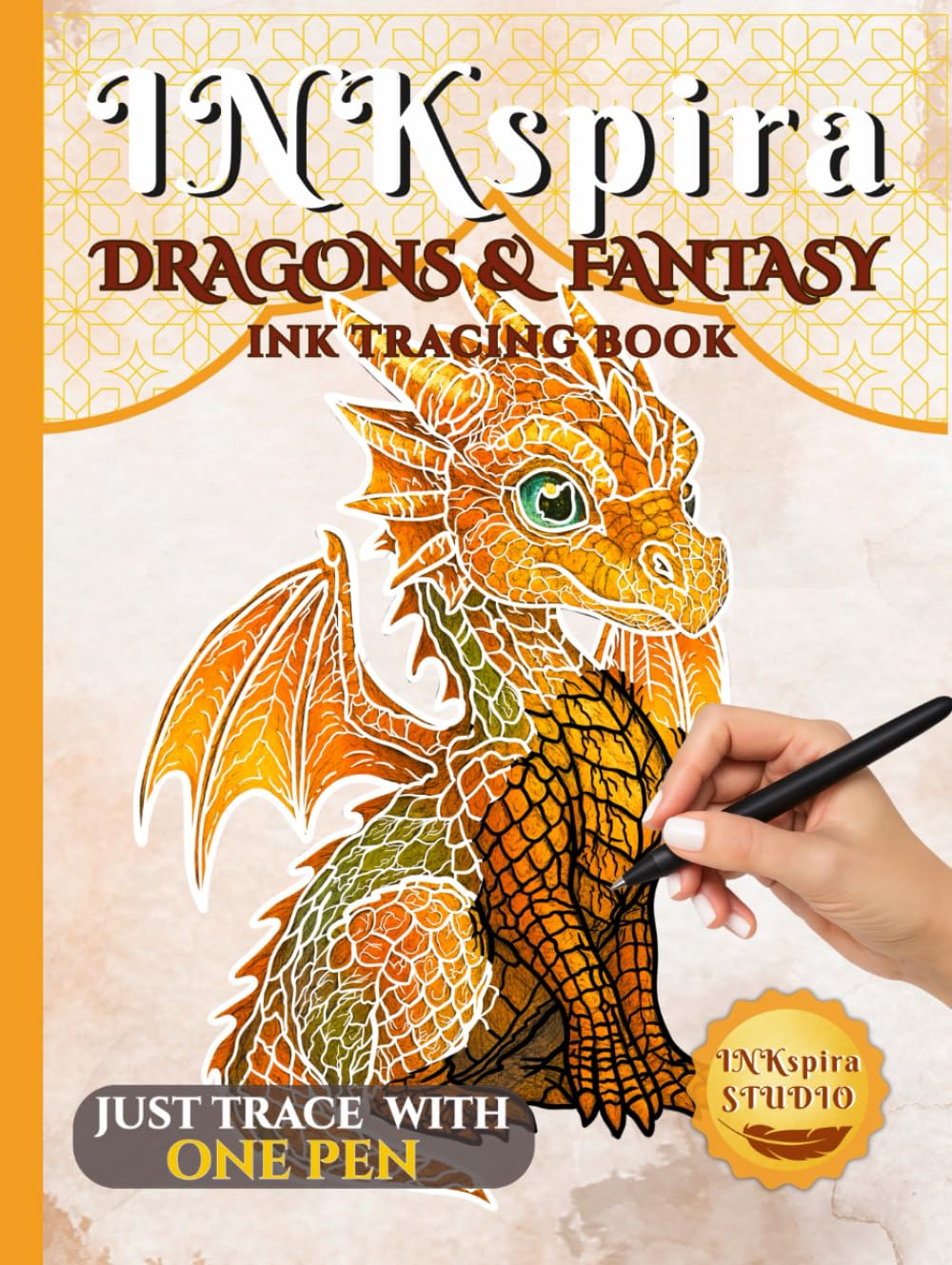 INKspira: Dragons & Fantasy Ink Tracing Book: Magical Watercolor-Inspired Illustrations to Trace and Relax with Dragons, Elves & Enchanting Worlds (INKspira Tracing Collection)