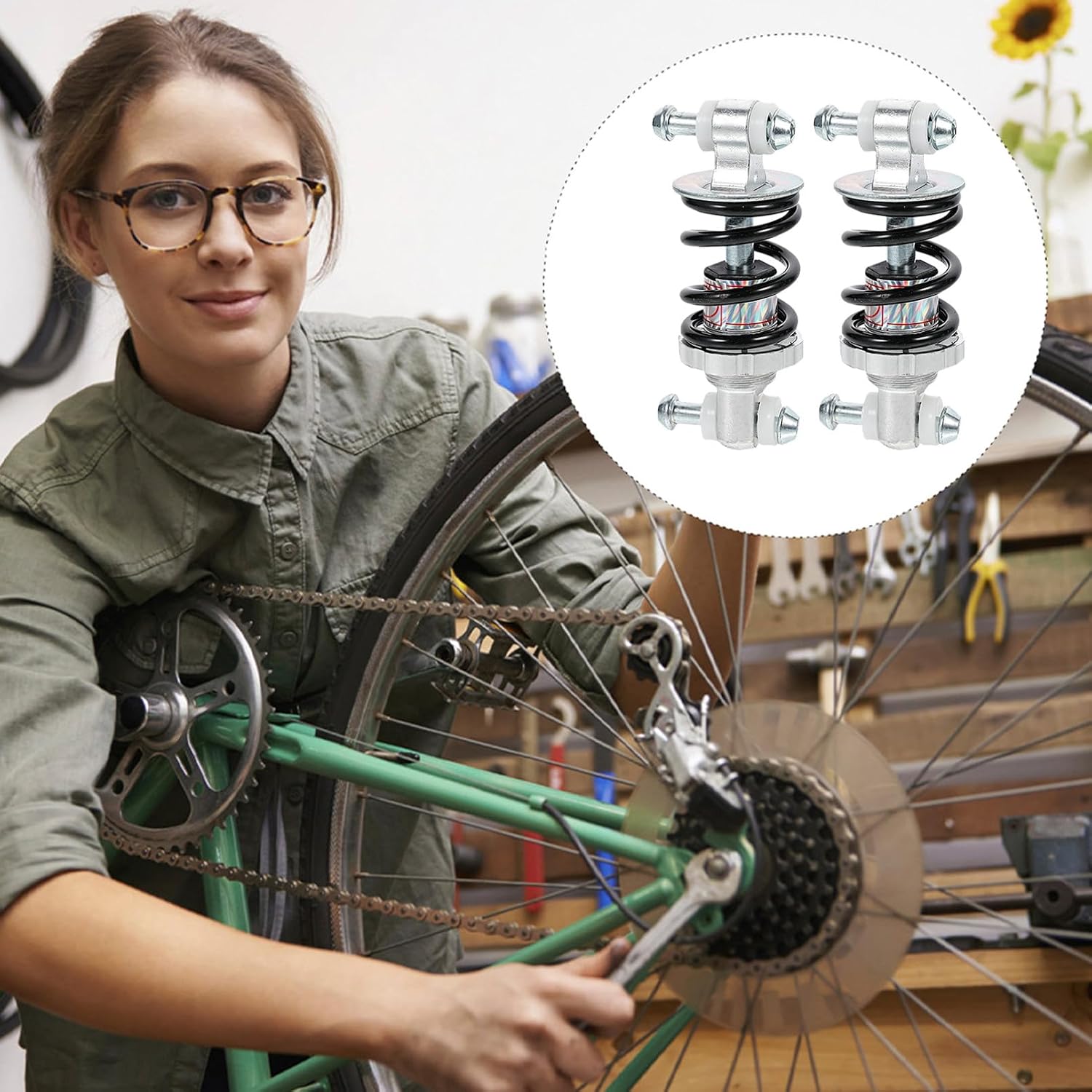 2pcs Mountain Bike Rear Shock Absorbers Durable Suspension for Mountain Bikes and Electric Scooters Enhance Comfort and Stability Easy Installation Capacity