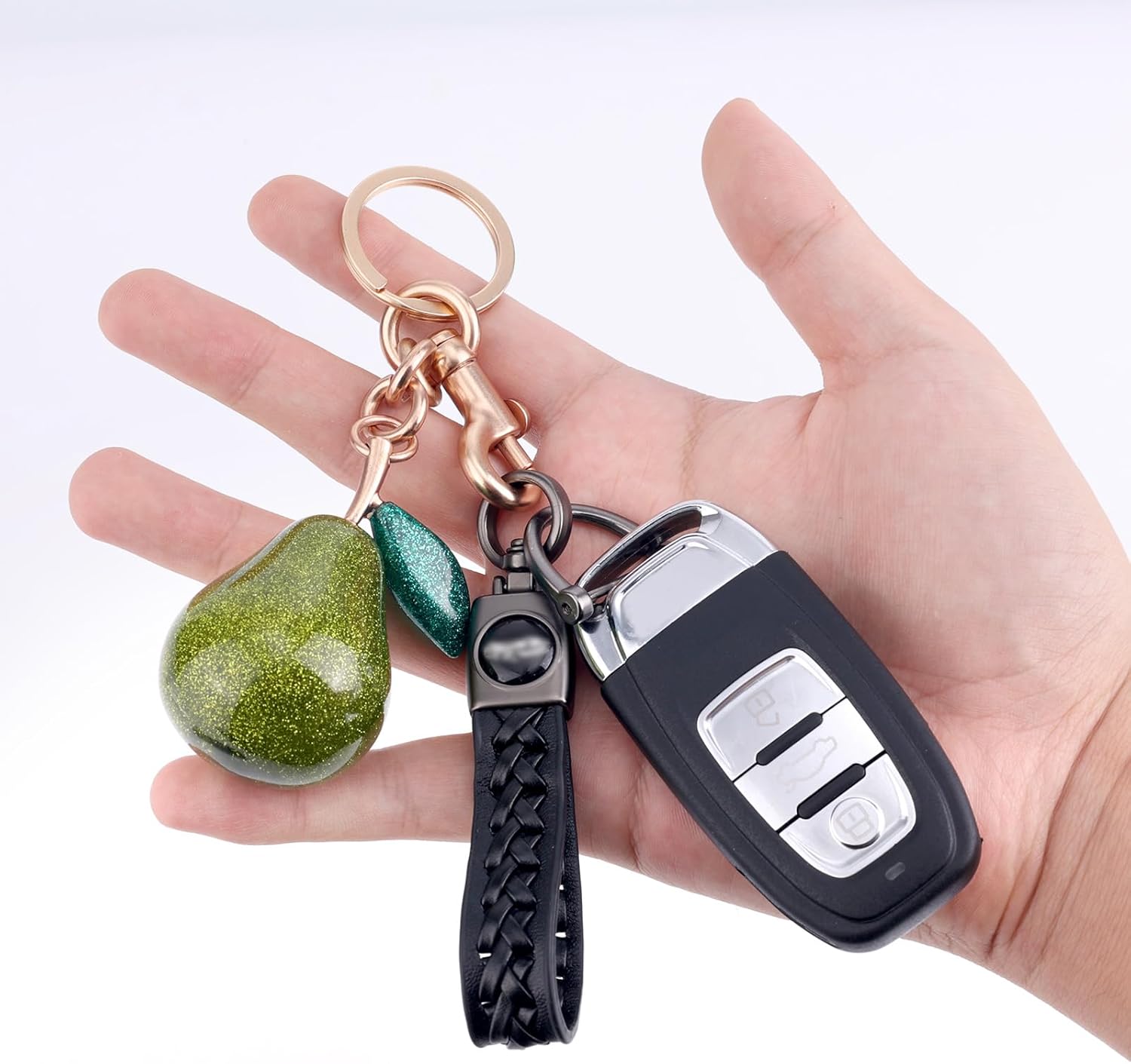 Cute Pear Keychain, Aesthetic Fruit Charms for Handbags Purse Green Pear Shaped Key Chain Accessories Decor Bag Pendant for Women Birthday Gift - Image 3
