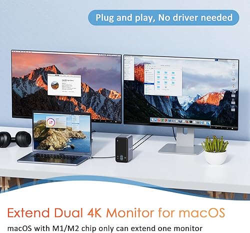Miniatura 2 de Estación de acoplamiento USB C, doble monitor para MacBook Pro, Estación de acoplamiento para laptop de 15 pulgadas con 2 USB C, doble monitor HDMI
