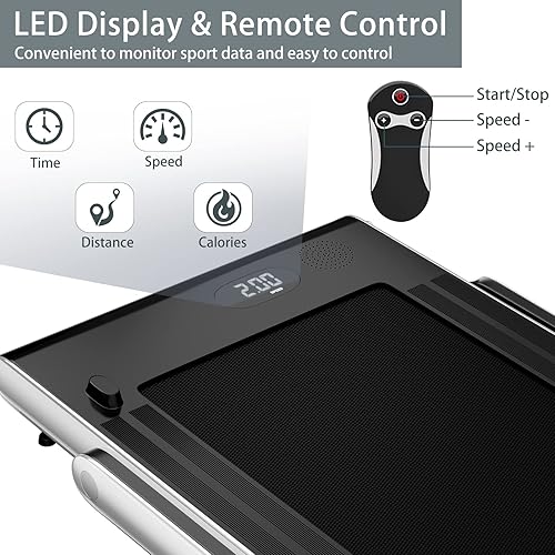 Miniatura 4 de Goplus Caminadora 2 en 1 para debajo del escritorio, 2.5 HP Superfit plegable para oficina en casa con aplicación inteligente, control remoto,