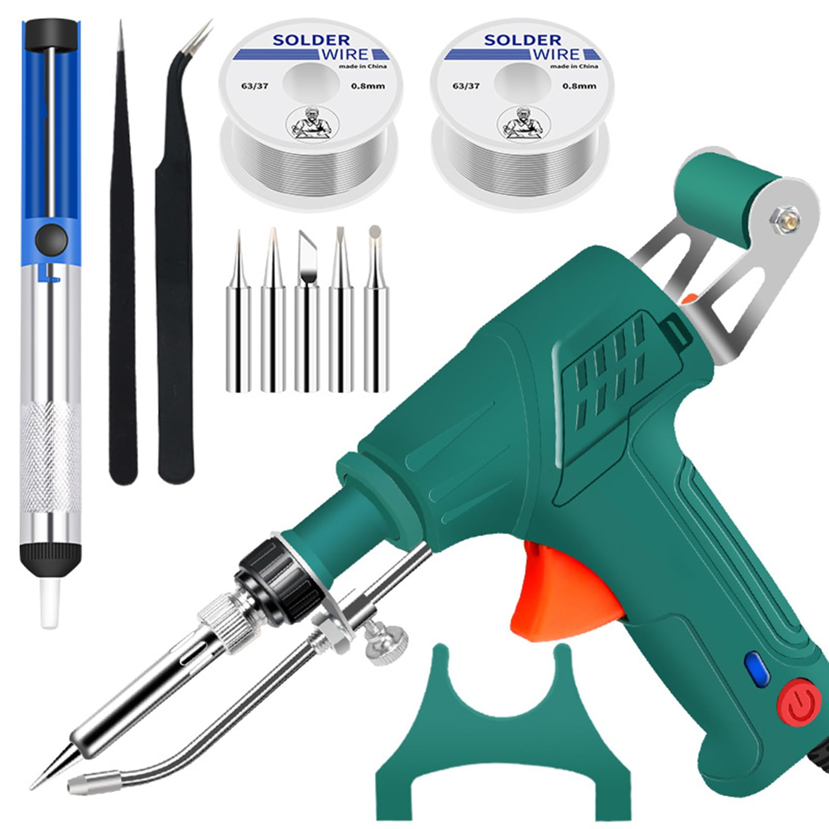 Internally Heated Industrial Laser Welding Tools, Portable Multi-Function Soldering Iron Soldering Gun Set for Rust Removal/Cutting/Welding (green,C)