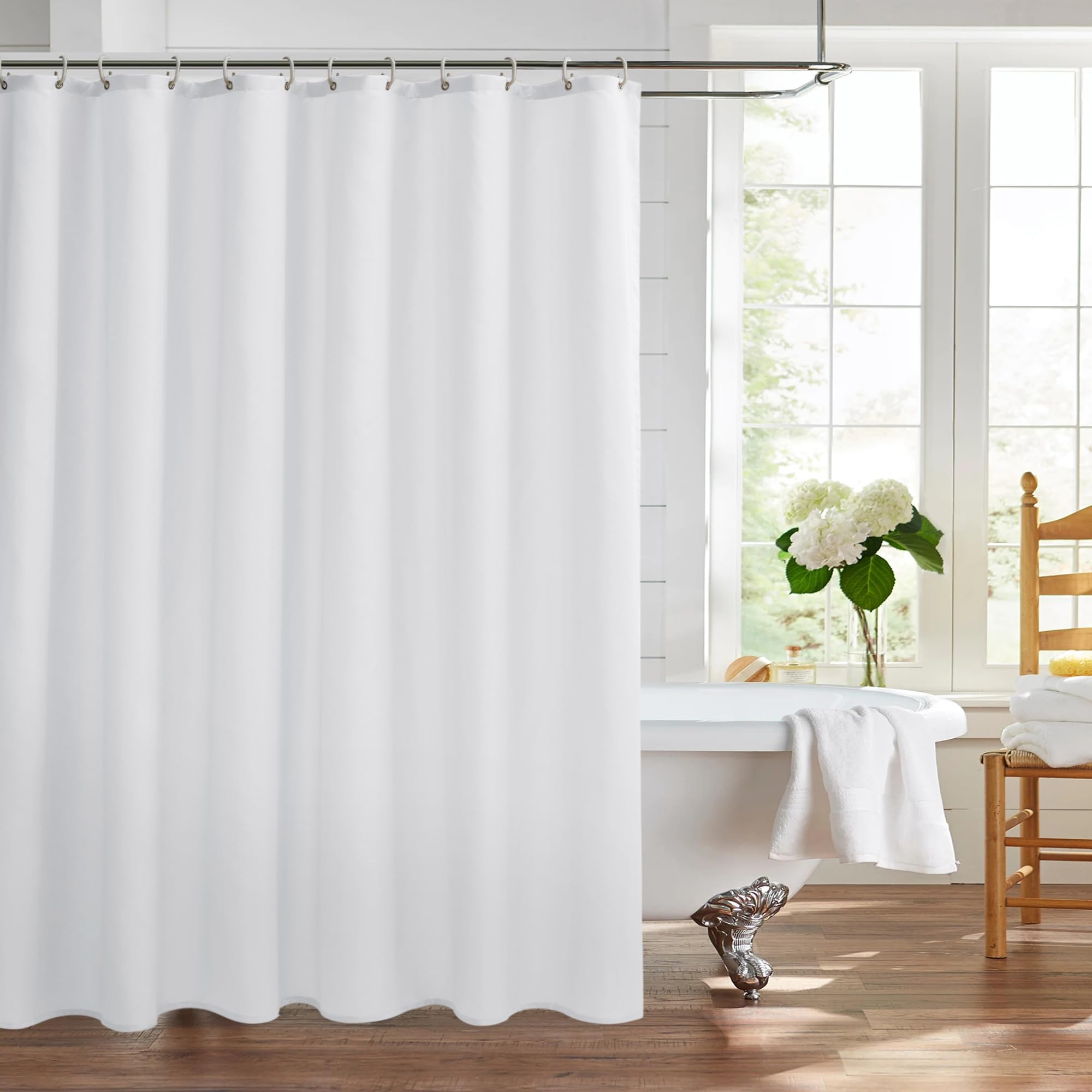Nasitos Cortina de ducha de tela larga con imanes separados, paquete de 4, cortinas de ducha resistentes al agua y con peso para bañera, calidad de hotel suave, lavable a máquina (72 pulgadas de ancho