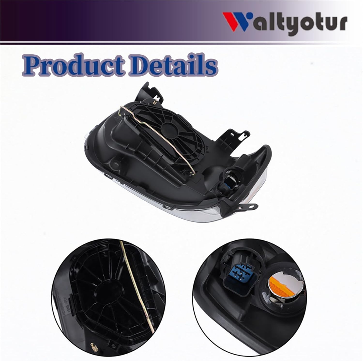 waltyotur Headlights Assembly Left and Right Side Replacement for Escape 2005 2006 2007 Headlights Chrome Housing Replacement for 7L8Z13008A 7L8Z13008D