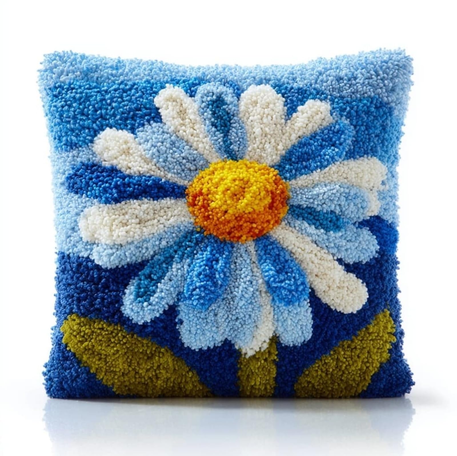 WallustrioaW Latch Hook Kit Cushion Latch Hook Kit,Blue Daisies