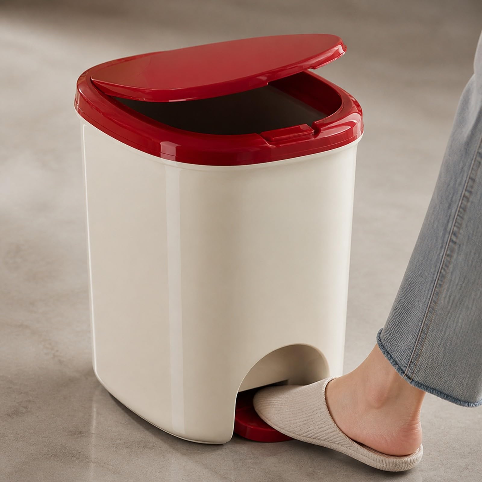 Cubo 20 Litro Pedal Higiénico Papelera con Tapa Abatible y Anillo Retenedor Compacto Barero con Tapa para Hogar, Cocina, Negro, 20L