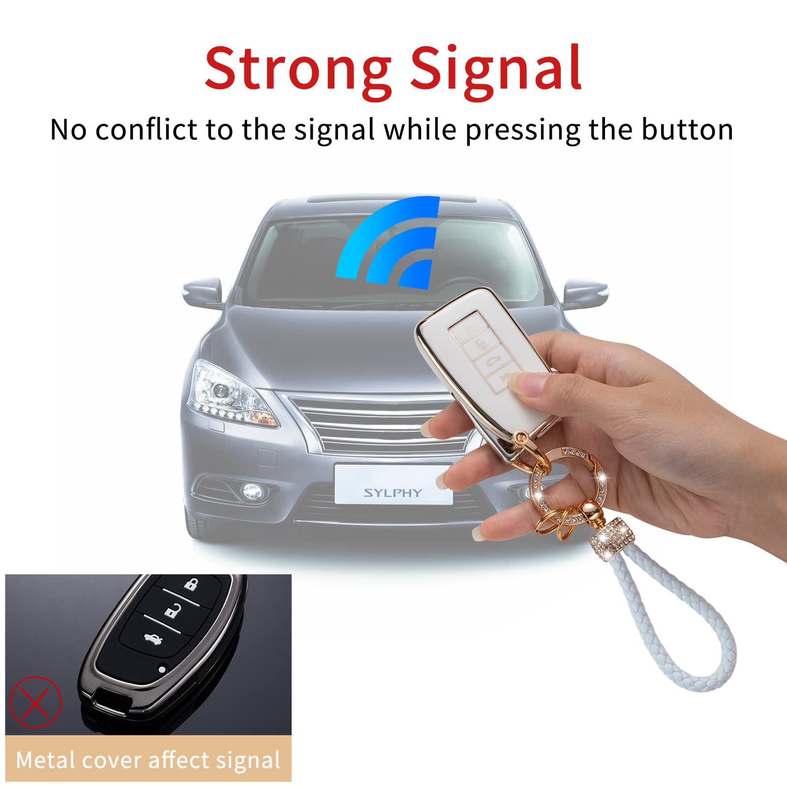 Gematay Etui na klucze Lexus ze smyczą do kluczy, miękki ochraniacz na klucze z TPU kompatybilny z Lexus RX to ES GS LS NX RS GX LX RC LC Smart Key Case