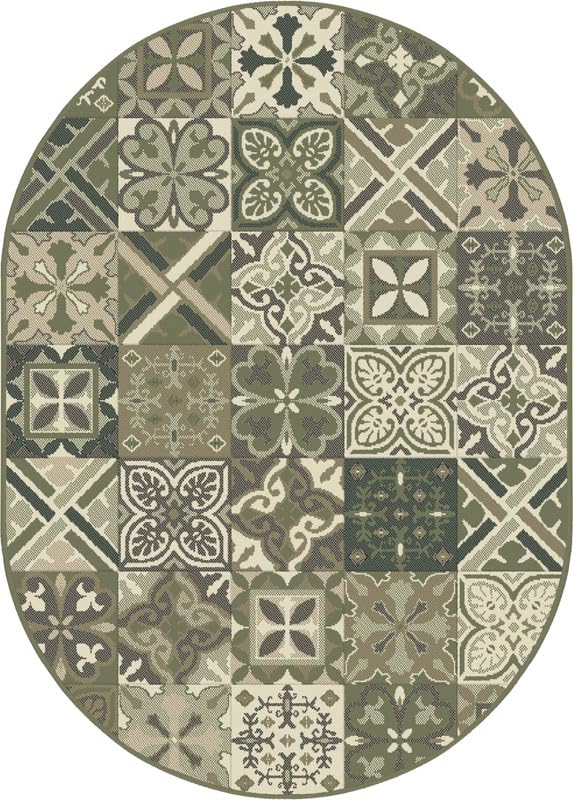 SrS Rugs® Luna Collection, Living Room Rugs, Hallway Runners, with Soft Smooth 8mm Pile. Contemporary Designs. Multi Colours, 3 Sizes (Cathedral Glass Green Oval, 120cm x 170cm) — image 1
