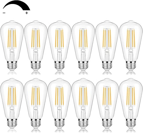 Miniatura 1 de Bombillas LED Edison vintage equivalentes a 60 W, regulables, 7 W, ST58, bombillas de filamento LED blanco cálido 3000 K, iluminación de estilo