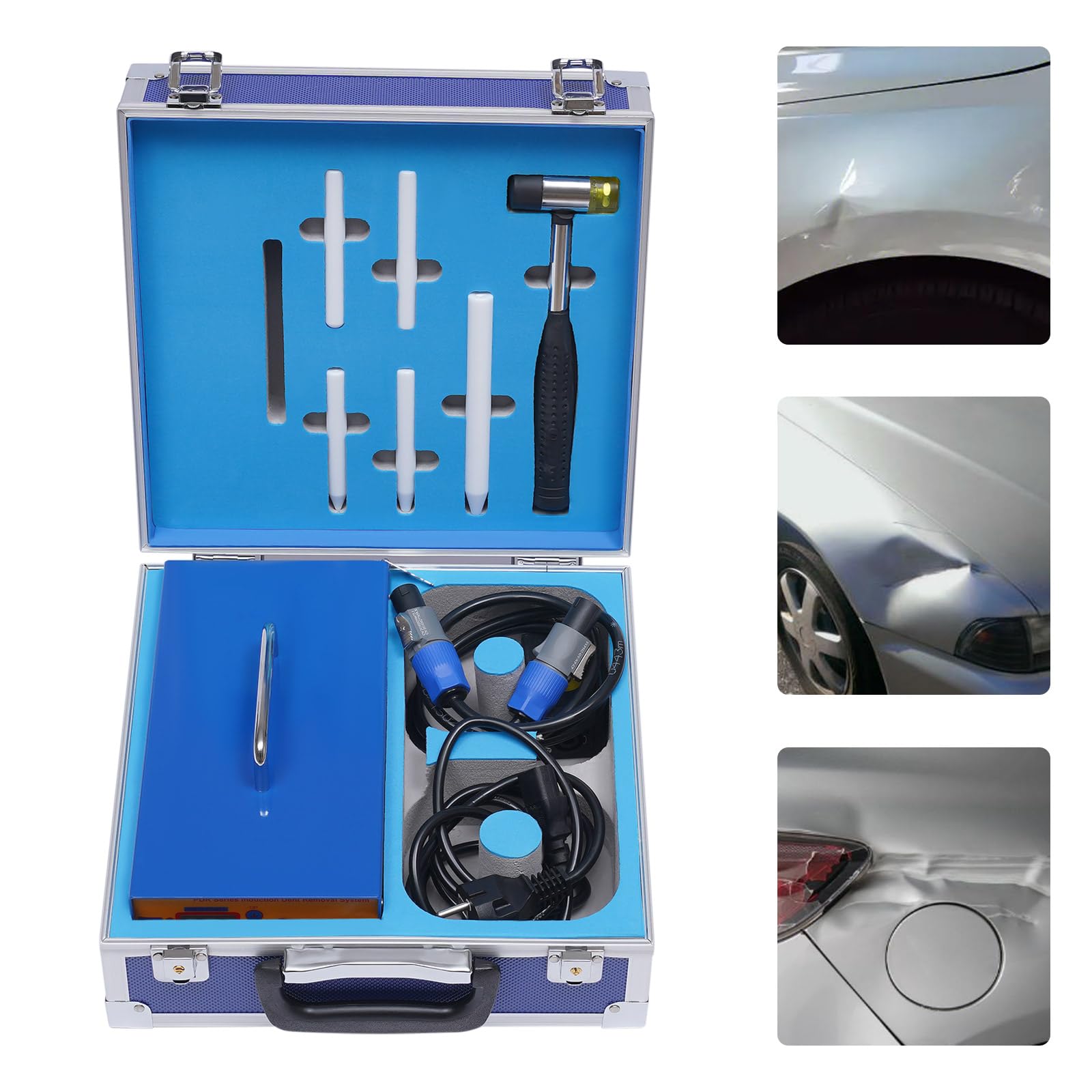 Herramienta de extracción de abolladuras de inducción, 1,38 kW, reparación sin daños en la pintura, calentador de inducción electromagnético con pantalla digital, maletín para coche, carrocería