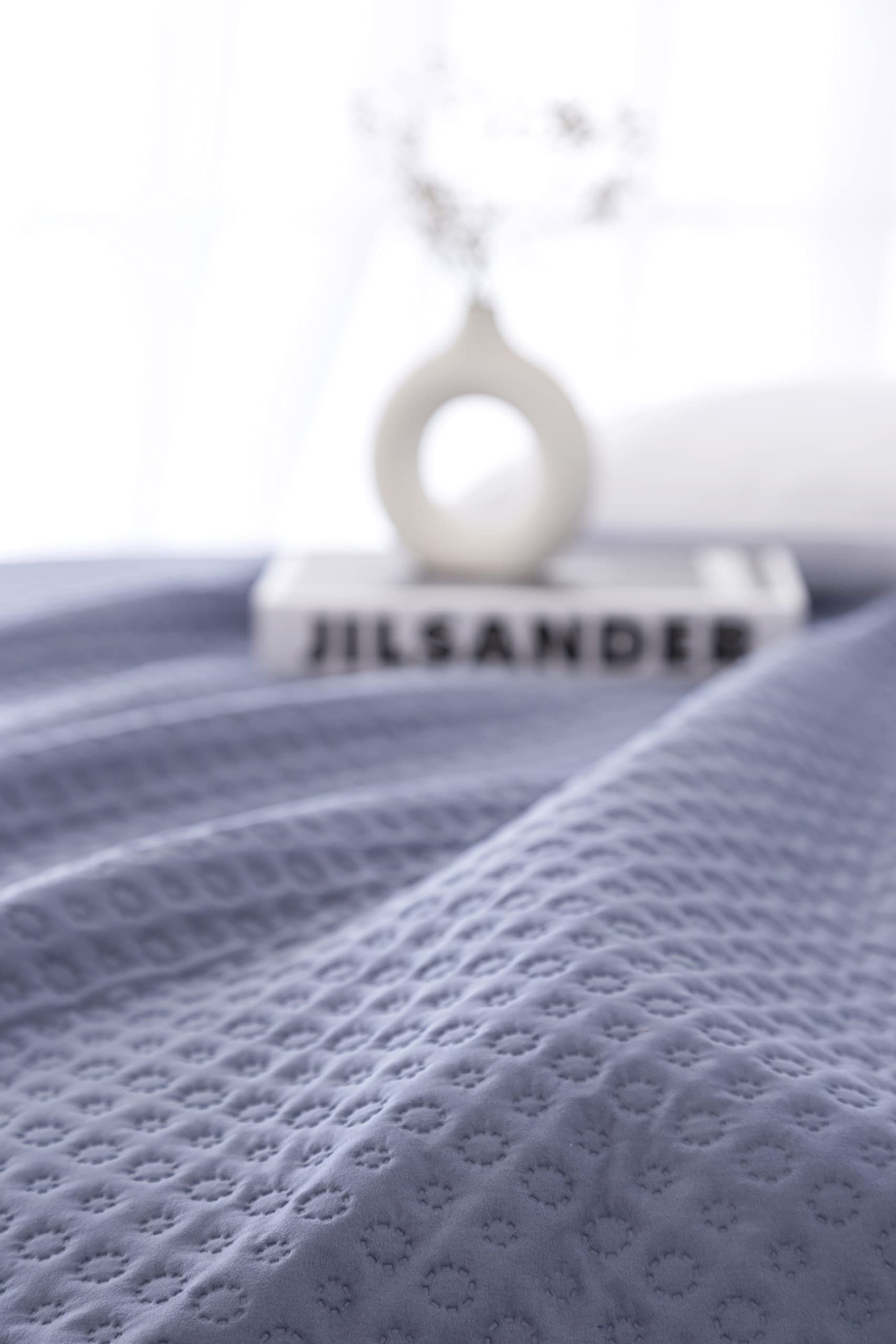 Todocama Copriletto trapuntato sottile con motivo piqué, per primavera, estate, autunno e inverno, 100% microfibra extra morbido, Copriletto multiuso, Letto 120/135 - 230x260cm, Blu Grigio
