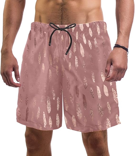 Anmarco Rose Gold Foil Texture Quick Dry Men's Swim Trunks Bathing Suit ...