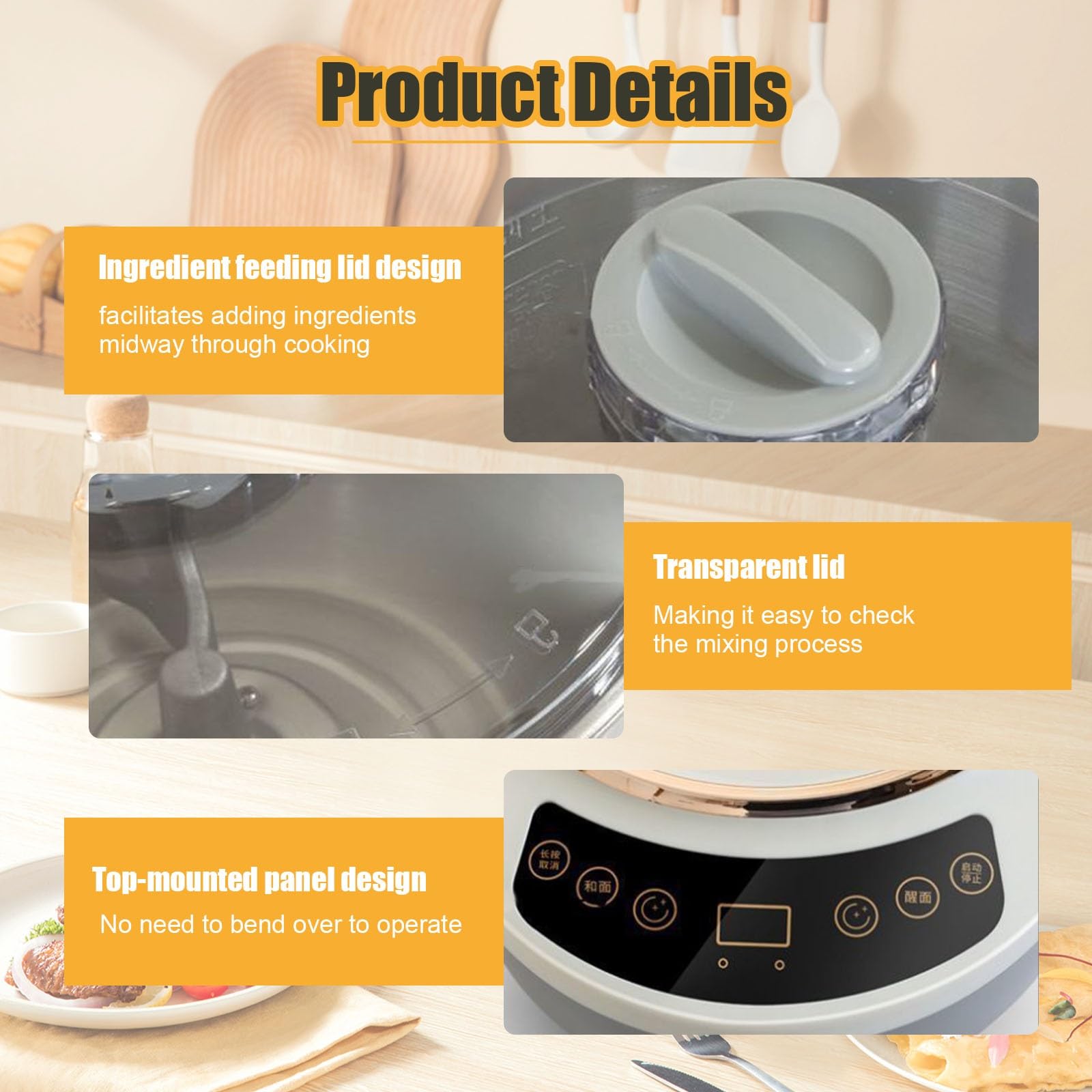Impastatrice a Spirale, Mixer Elettrico per Impasto 5L/7L Macchina per Impastare Pane, Pizza E Dolci, Impastatrice Facile Pulizia(7L)