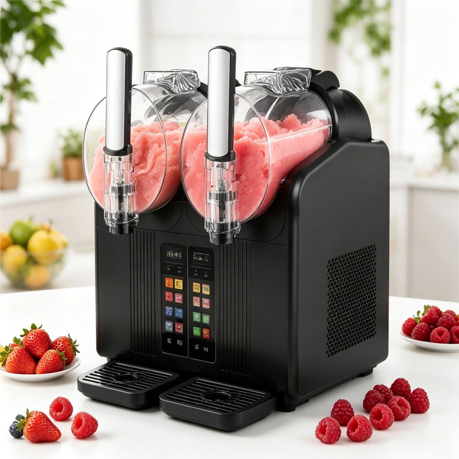 GLBMXDD Dual Tank Commercial Slushy Maker, 430W, 2x2L LED Display Black