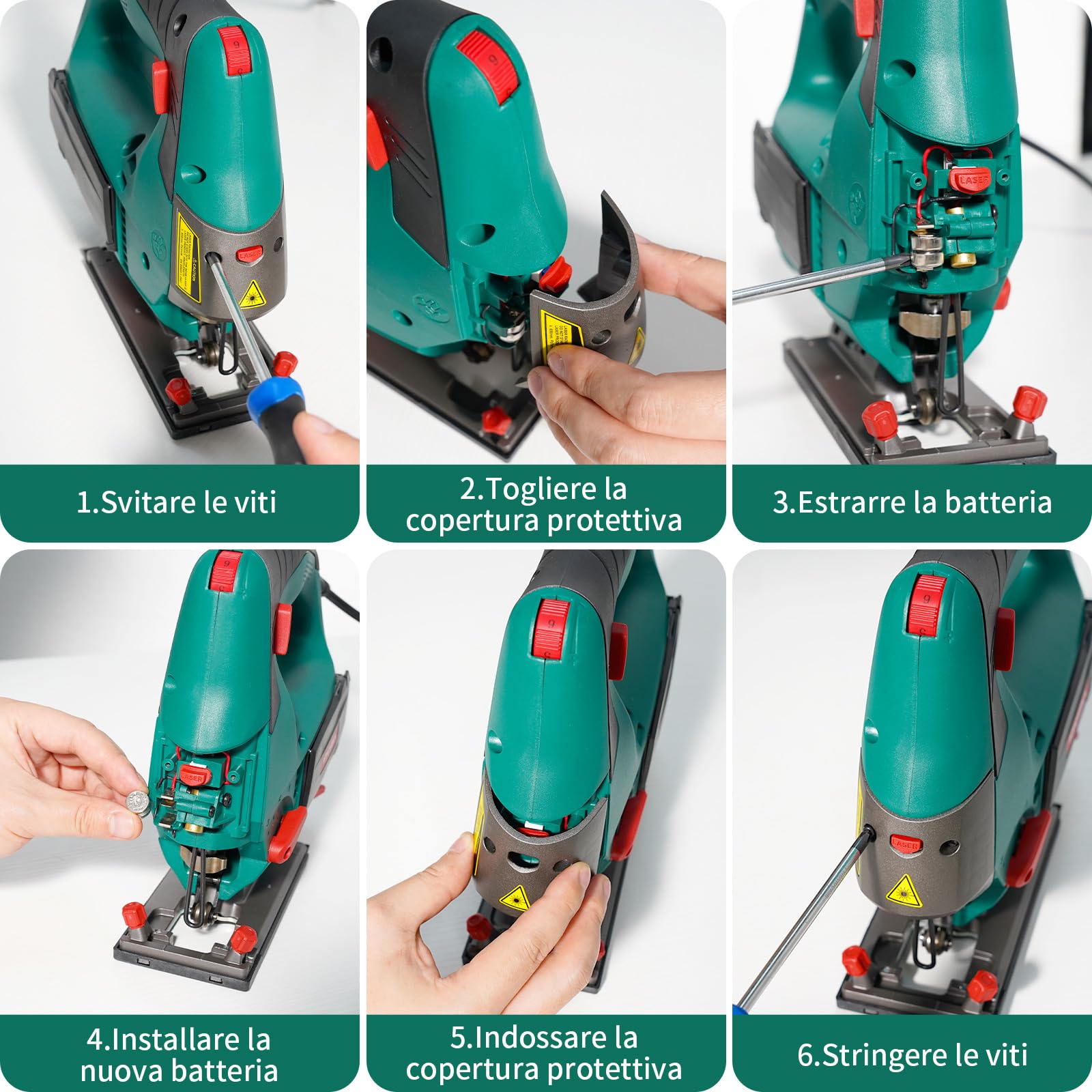 HYCHIKA Seghetto Alternativo 800W, Profondità di Taglio 110mm, 800-3000RPM, 6 Velocità variabile, Angolo di Inclinazione Regolabile da ±45 °, Adatto a Metallo e Legno