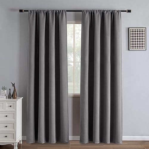 Miniatura 44 de Cortinas opacas de 96" de largo, juego de 2 paneles, cortinas opacas para dormitorio de 96" de largo, cortinas con bolsillo para barra que ahorran