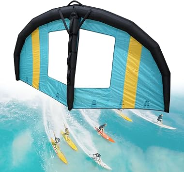 Handheld Foil Wing Kite Wing,5m2 Inflatable Foil Hydrofoil, Portable Kitesurfing Surfboarding with a Window Design/Backpack/Surf Leash and Repair Kit,for Wind Wing Foiling Whiteblueyellow