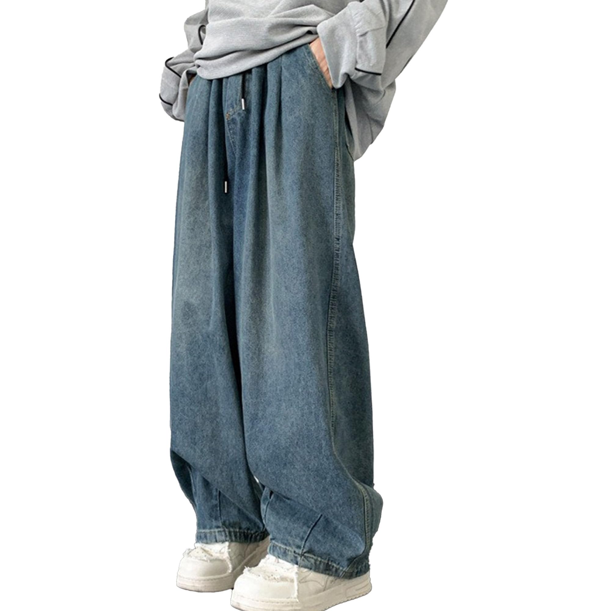 JEShifangjiusu Men Hip Hop Streetwear Jeans Loose Fit Biker Baggy Jeans Pants Harajuku Skateboard Wide Leg Denim Pants