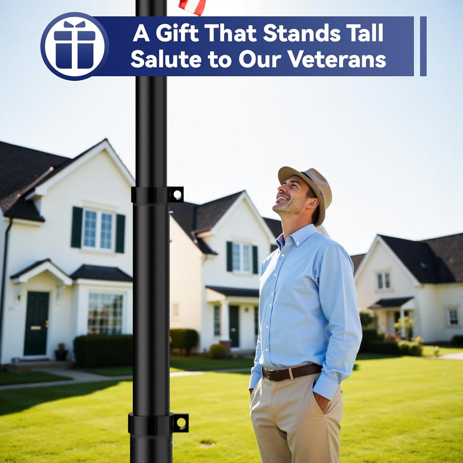 Heavy Duty Telescoping Flag Pole Kit, 20 FT 12 Gauge Extra Thick Aluminum Flagpoles for Outside House in Ground, 3x5 Embroidered American Flag for Residential or Commercial Use - Image 2