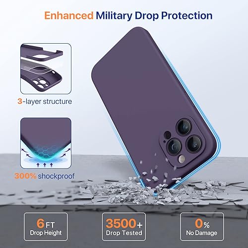 Miniatura 8 de Miracase - Funda diseñada para iPhone 14 Pro, de silicona líquida a prueba de golpes, 1 protector de pantalla, compatible con Magsafe, 6.1pulgadas,
