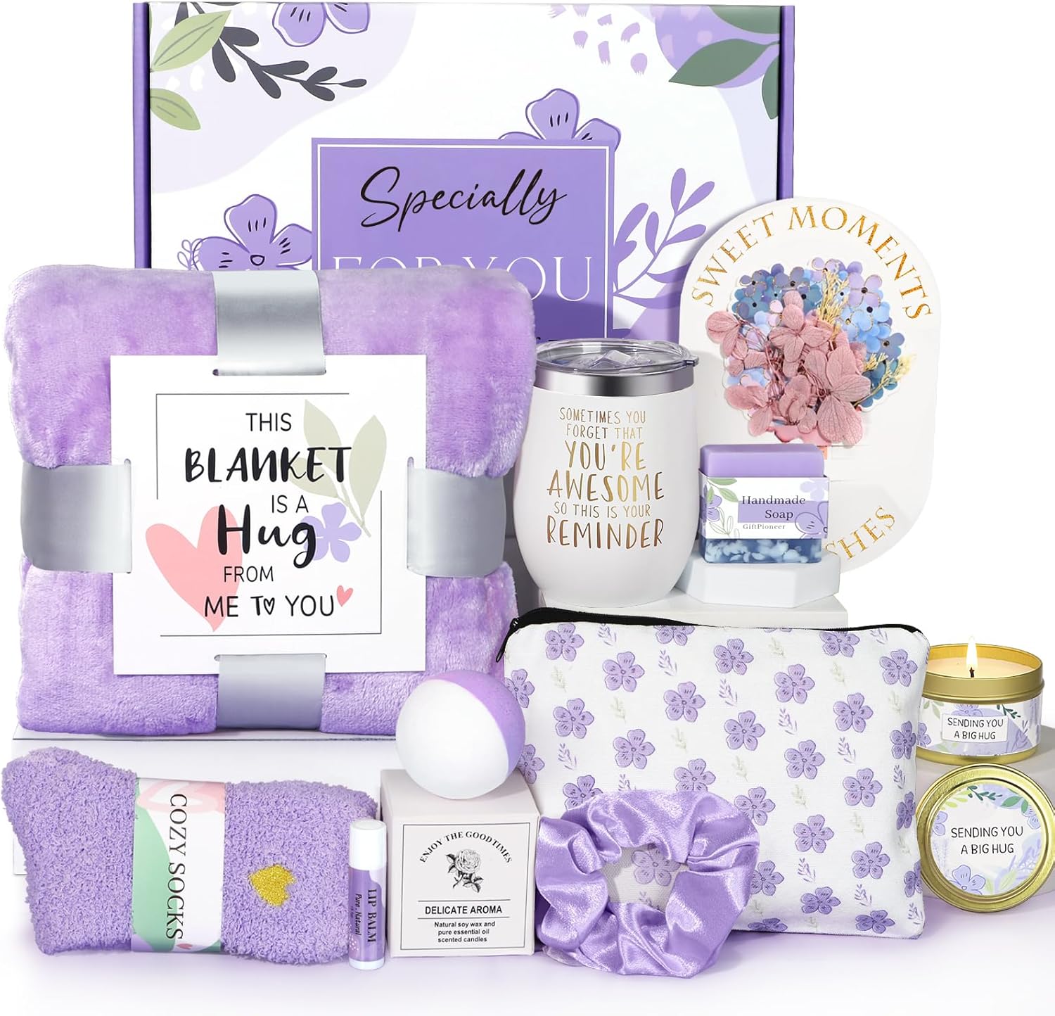 Birthday Gifts for Women, Self Care Gifts for Women, Relaxing Spa Gifts Basket Care Package w/Flannel Blanket, Mothers Day Gifts for Mom Her Best Friend Grandma Sister Wife (Purple) Birthday Gifts for Women, Self Care Gifts for Women, Relaxing Spa Gifts Basket Care Package w/Flannel Blanket, Mothers Day Gifts for Mom Her Best Friend Grandma Sister Wife (Purple)