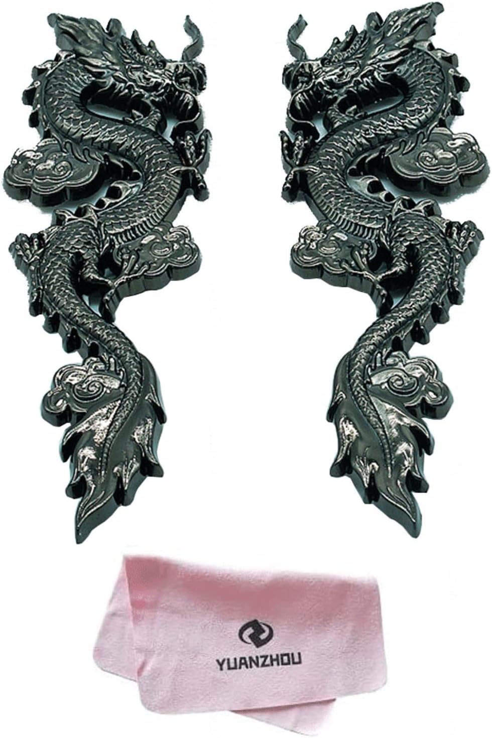 YUANZHOU 3D Dragon Metal Car Sticker for 2PCS Auto Car Motorcycle Logo Badge Emblem Tail Decals,Black