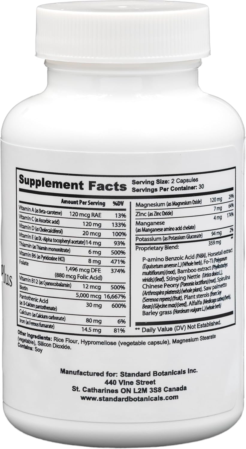 Dr's Nature & Nutrition Hair, Skin & Nail Plus – Biotin 5000mcg, Bamboo Extract, Collagen Support – Extra Strength Beauty Supplement for Men and Women – 60 Capsules - Image 3