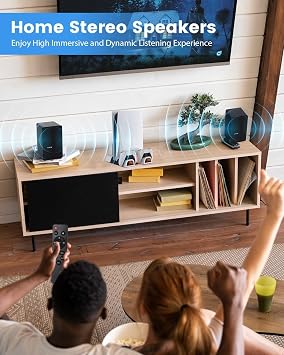 Powered Bookshelf Speakers for Turntable, 40W*2, 4 Inch Woofer