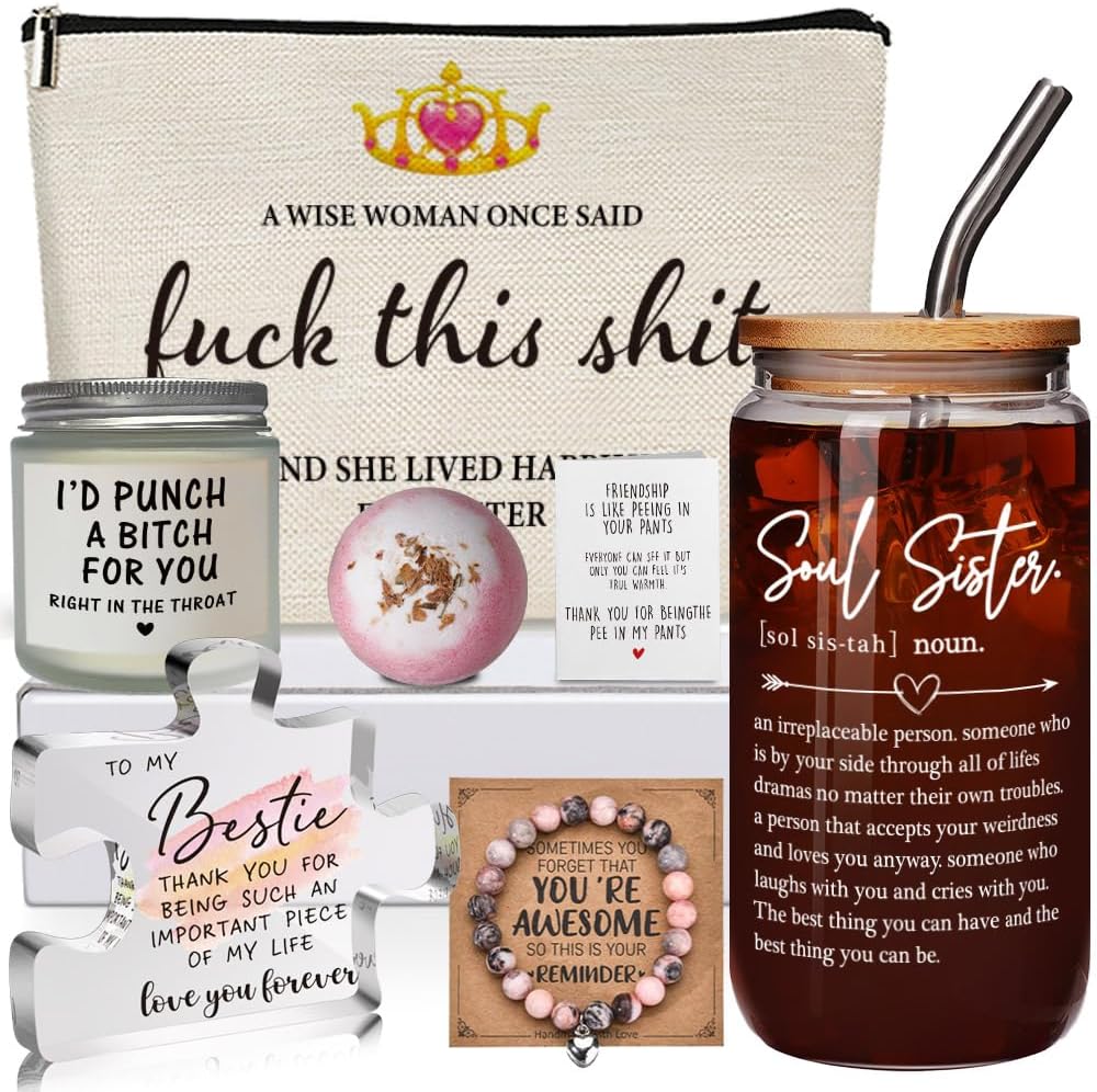Funny Soul Sister Cup Best Friend Birthday Set Gifts for Women, Sister Definition Birthday Gifts for Bestie Friends Female Her Sister Soul Sister Bestie, Friendship Gifts for Christmas