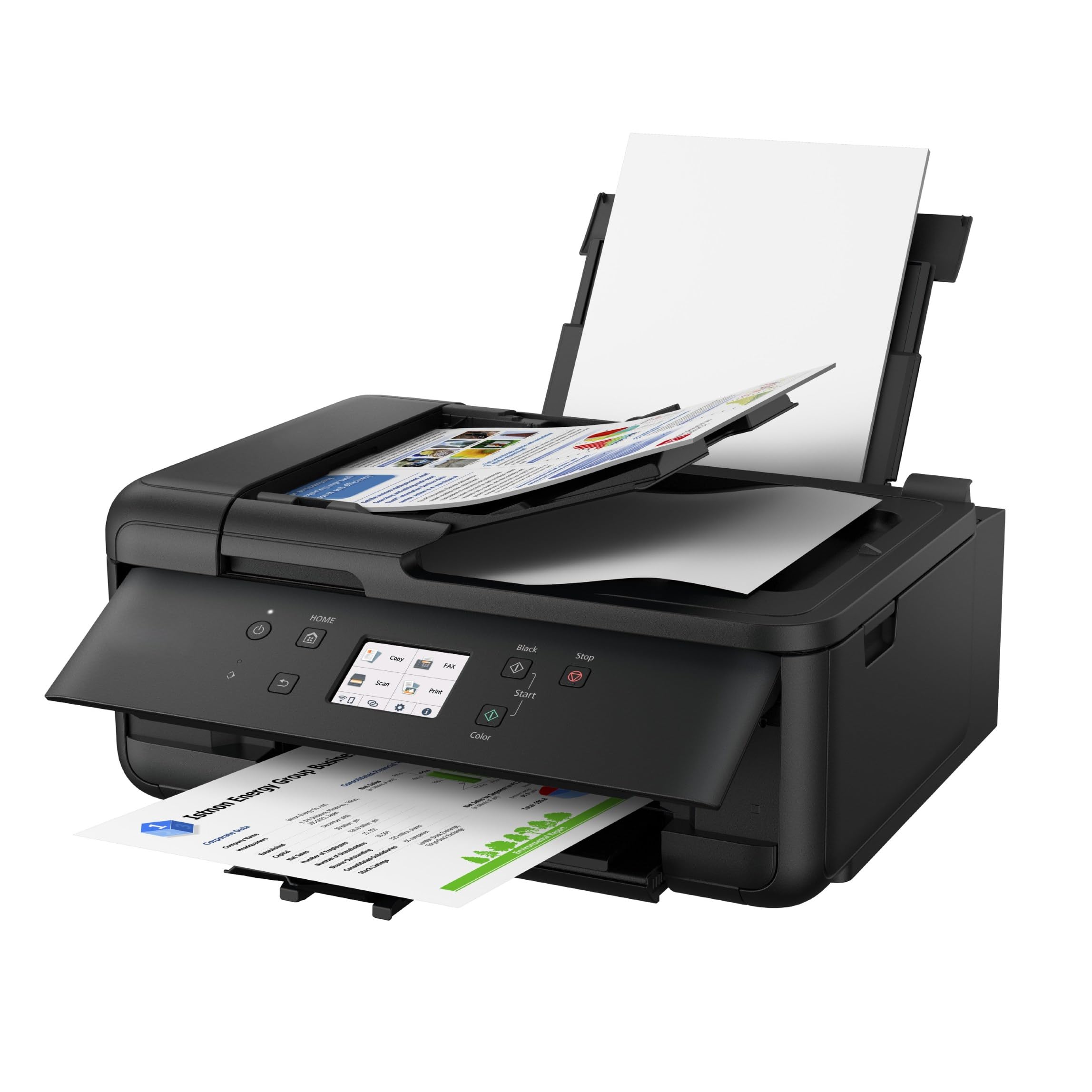 IC-Office TR7650 - Impresora multifunción 4 en 1 (impresión, copia, escaneo, fax, ADF, Wi-Fi, AirPrint) negro + 10 cartuchos de tinta XXL
