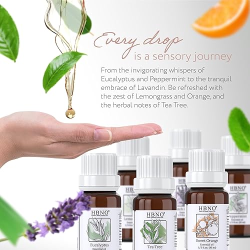 Miniatura 9 de HBNO Juego de aceites esenciales orgánicos (0.3 onzas líquidas)  Los 6 mejores aceites esenciales. Ideal para aromaterapia, fabricación de jabón y