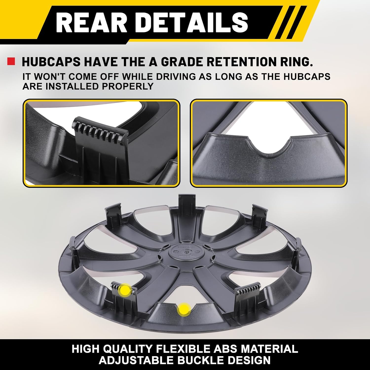 Hubcaps Wheel Covers 14 Inch Black Matte & Mould Texture Color, Universal ABS Wheel Rim Covers Clip On Auto Tire Sturdy Guards OEM Style Replacement, Set of 4 Fits for Most Steel Wheels