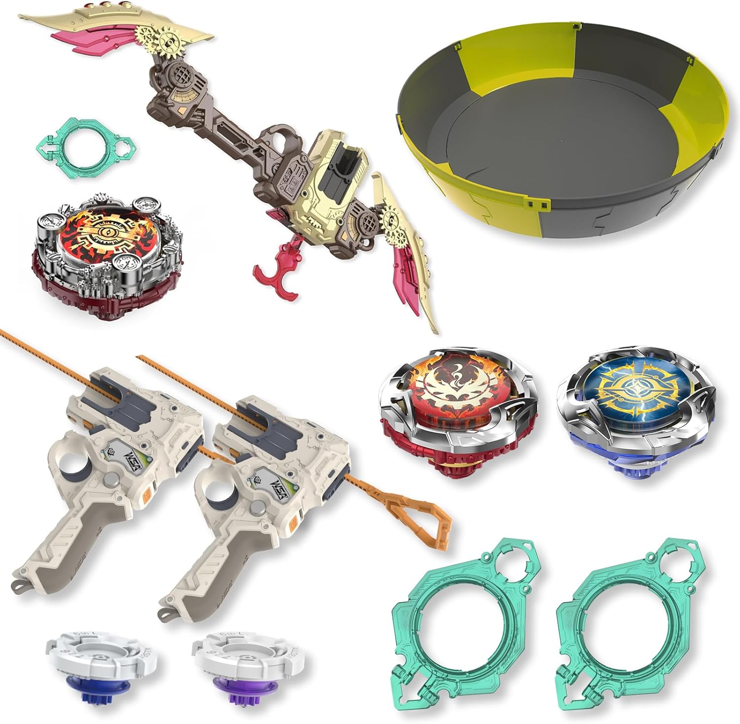 INFINITY NADO S7 Battle Arena Set with 2 Modular Launchers & 1 Sword Launcher, Metal Defense/Endurance Type Battle Top Toy, Right/Left-Spinning Top Game Toys for Boys Girls 5+