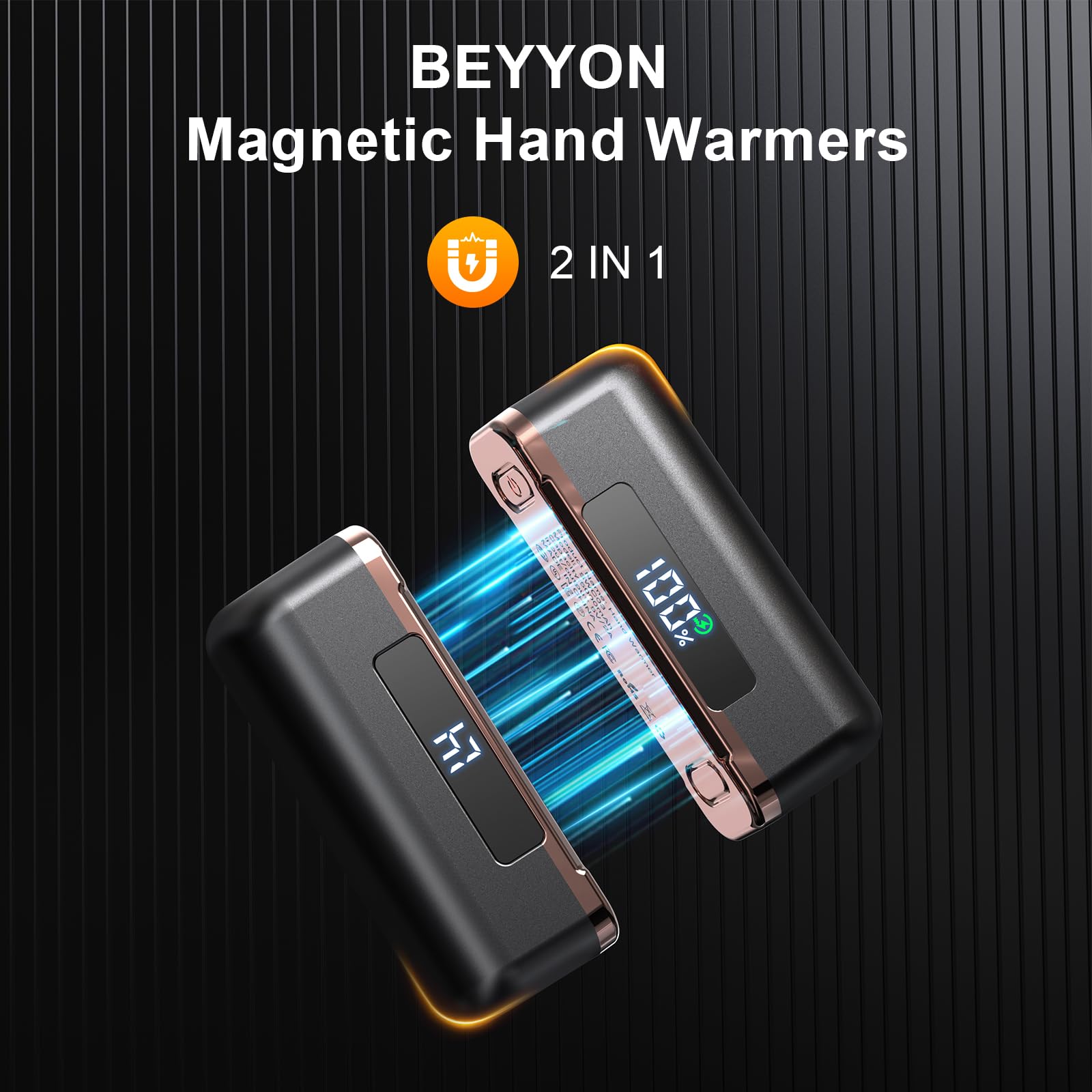 Hand Warmers Rechargeable -10000mAh Magnetic Electric Hand Warmer 2 Pack, 4 Levels Heat Up to 131? with LED Display, Portable Reusable Pocket Heater for Raynauds, Golf, Camping, Men, Women