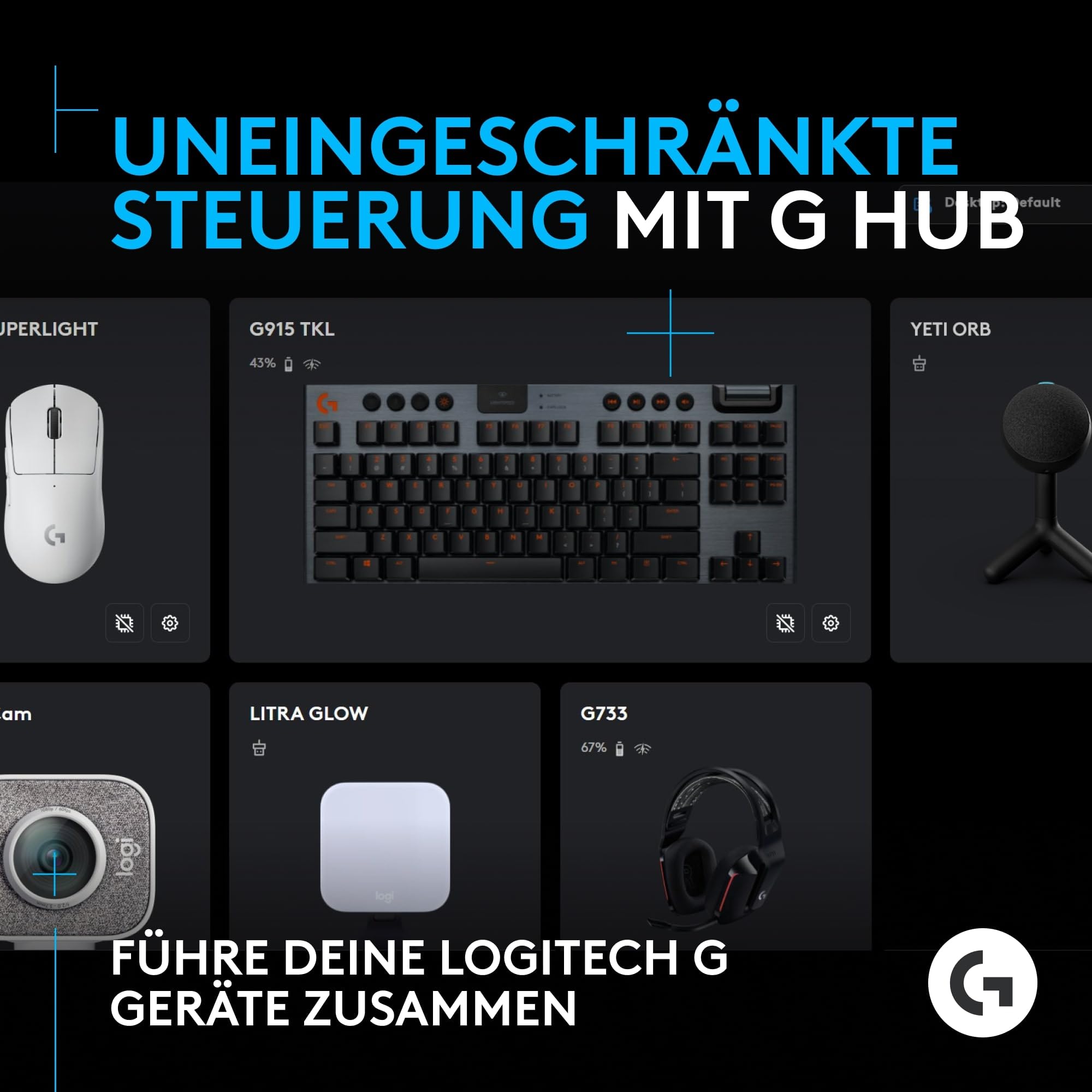 Logitech G Yeti Orb Gaming-Kondensatormikrofon mit RGB und LIGHTSYNC, USB-Mikrofon, Niere, Plug-and-Play für PC/Mac – Schwarz