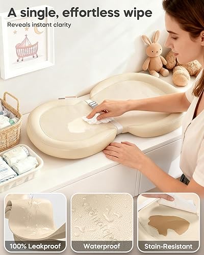 Miniatura 2 de Cambiador de bebé con impermeable y fácil de limpiar, almohadilla cambiadora de pañales de poliuretano plegable antideslizante, cinturón de