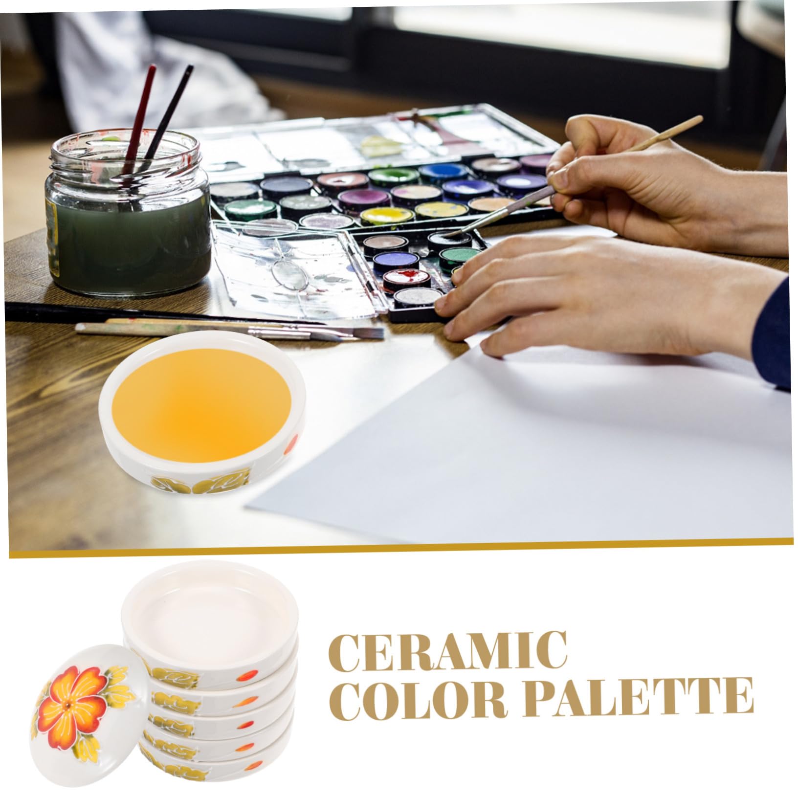 Paleta de Acuarela Cerámica de 5 Capas para Pintura, Bandeja Práctica y Fácil de Usar Diseño Apilable para Artistas y Principiantes en Manualidades