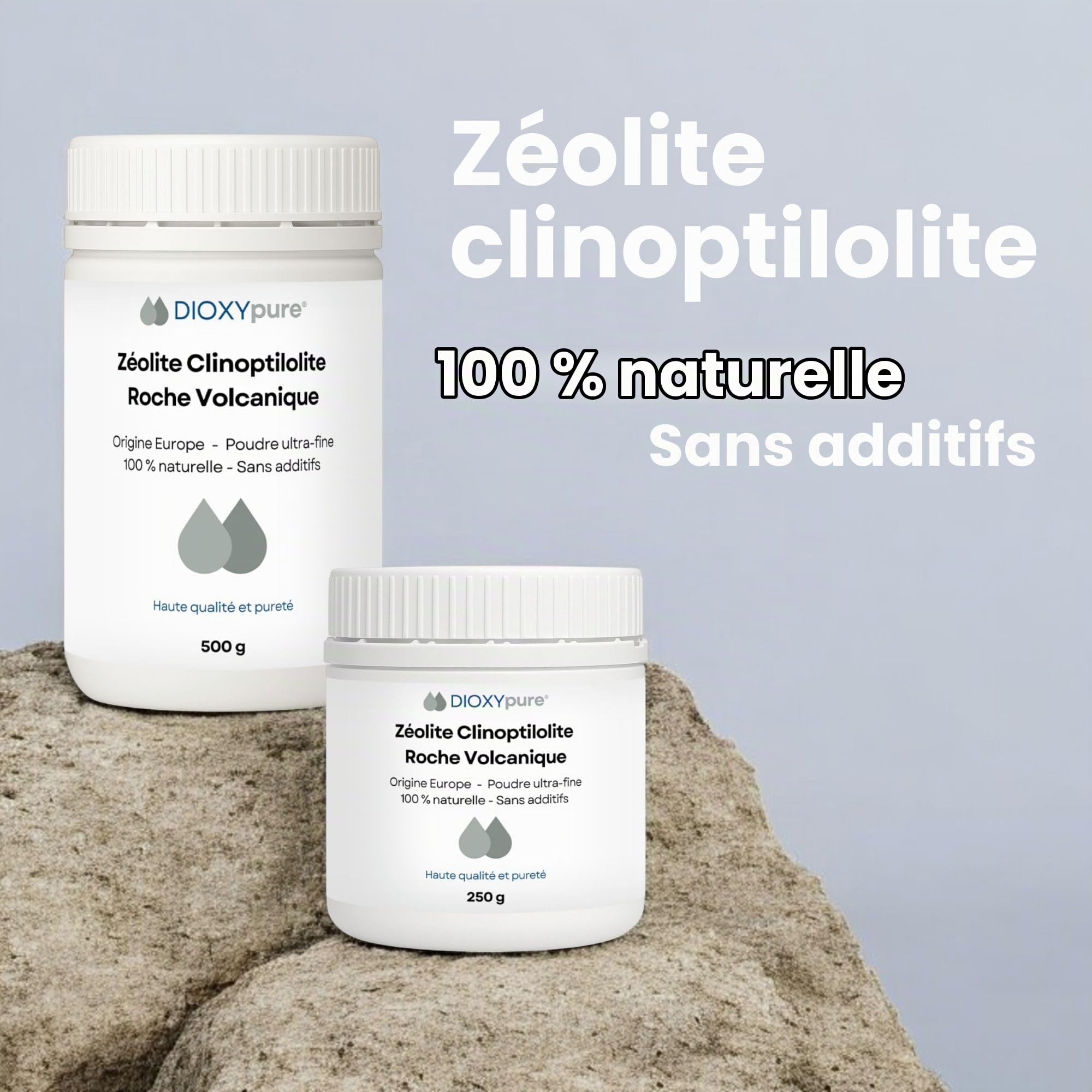 Zéolite - Roche volcanique pure et 100% naturelle - Pureté ≃94% en Clinoptilolite - Origine EU - Poudre ultra-fine - Sans additifs - testée et contrôlée en Allemagne (250 g)